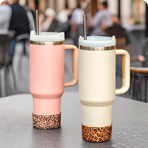 Silicone Boot for Stanley Quencher Tumbler20/30/40oz & IceFlow 20/30oz,Owala Tumbler 24/40 oz,Hydro Flask 12-24oz,-Non-Slip Bottom Protector for Bottom size 2.8-2.95" BPA-Free Cup Sleeve(Gold Leopard)