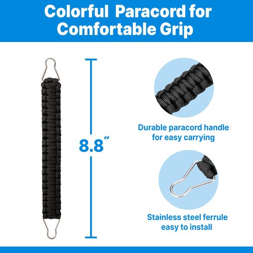 Bluwing Handles for Hydro Flask Lids, Paracord Handle Replaces Flex Strap on Wide and Standard Mouth Water Bottle Lids Caps, BPA-Free, 2Pack (Black-2Pcs)