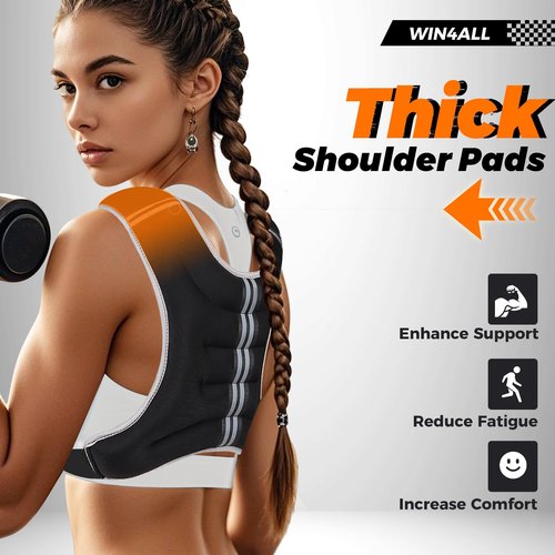 WIN4ALL Weighted Vest Men Women, 6lb/8lb/12lb/16lb/20lb Weighted Vest, Adjustable Women Weight Vest for Walking, Strength Training, Running, Fitness, Muscle Building, 12Lbs, Black