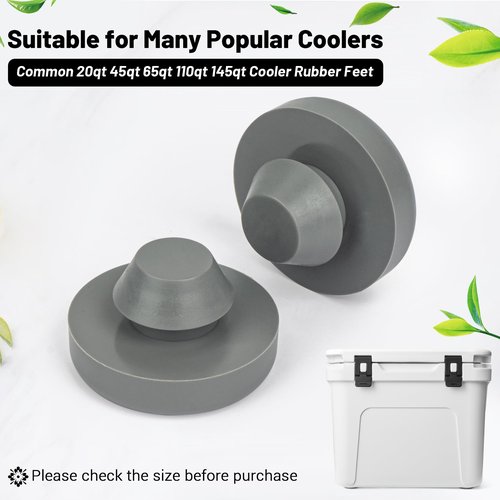 Omoojee 2 Pcs Rack Replacement Cooler Feet, Non-Slip Rubber Feet for Most 20qt 45qt 65qt 110qt 145qt Coolers, Compatible with Yeti Coolers, Prevent Sliding, Gray