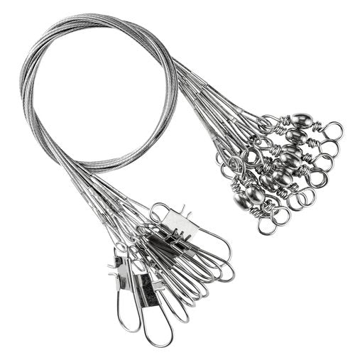 AMYSPORTS Freshwater Wire Fishing Leader Stainless Heavy Duty Wire Leader Fishing Saltwater Rigs Leaders Fishing Steel White Nickel #1 20lb 5.9in 50pcs