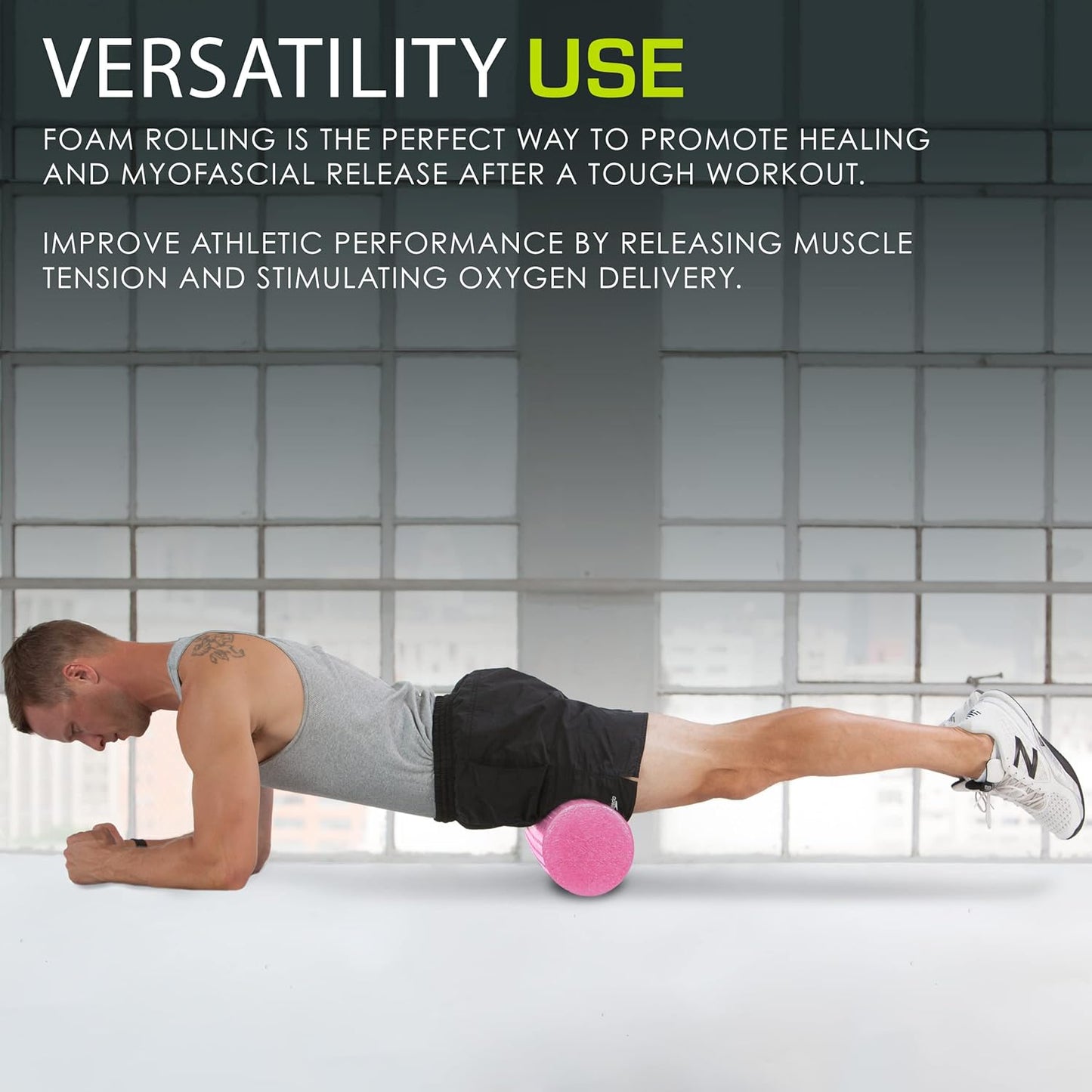ProsourceFit High Density Foam Rollers 36 - inches Long, Firm Full Body Athletic Massage Tool for Back Stretching, Yoga, Pilates, Post Workout Muscle Recuperation, Black