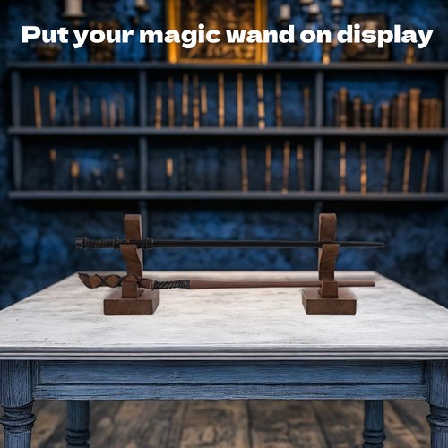 Grhonior 2 Pcs Magic Wand Holder for Collection Solid Wood Display Rack for Magic Wand Wood Magic Wand Display Stand Table Counter Shelf Home Or Office Display (Flame)