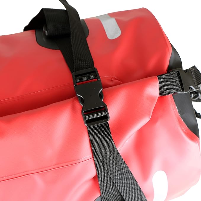 Waterproof Duffle Bag Travel Dry Bag 500D PVC for Motorcycle Tail Kayaking Rafting Boating Swimming Camping Hiking Beach Fishing (Red, 80L)