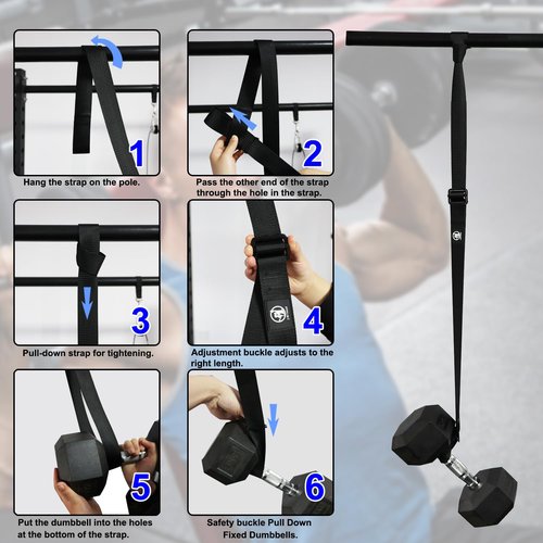 Dumbbell Spotter Straps Barbell Rack Attachment for Chest Bench Press Hanging Dumbbells Safety Hanger Straps