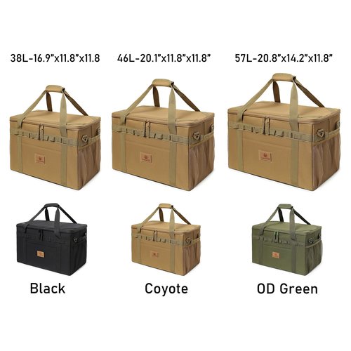 Lemubeane Tactical Camping Storage Bag Utility Tote Bag Organizer with Axe Holder & Shoulder Strap (OD Green, X-Large (57L))