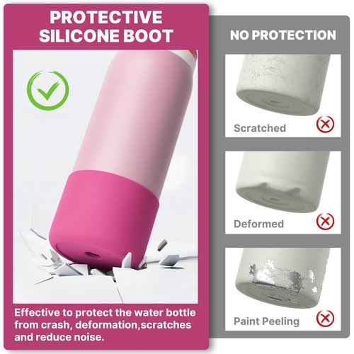 Diumepo Silicone Water Bottle Boot for Owala 32oz, Anti-Slip Protective Sleeve for Owala Twist & FreeSip & Flip Stainless Steel Water Bottle, Boot Bottom Base for Owala (Rose Red)