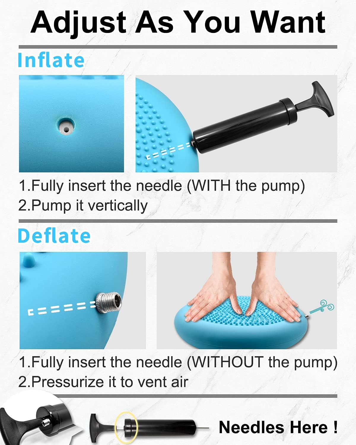Tumaz Wobble Cushion - Wiggle Seat to Improve Sitting Posture & Stay Focused for Sensory Kids, Balance Disc to Core Strength & Flexible Seating [Extra Thick Balance Board, Pump Included Wobble Board]