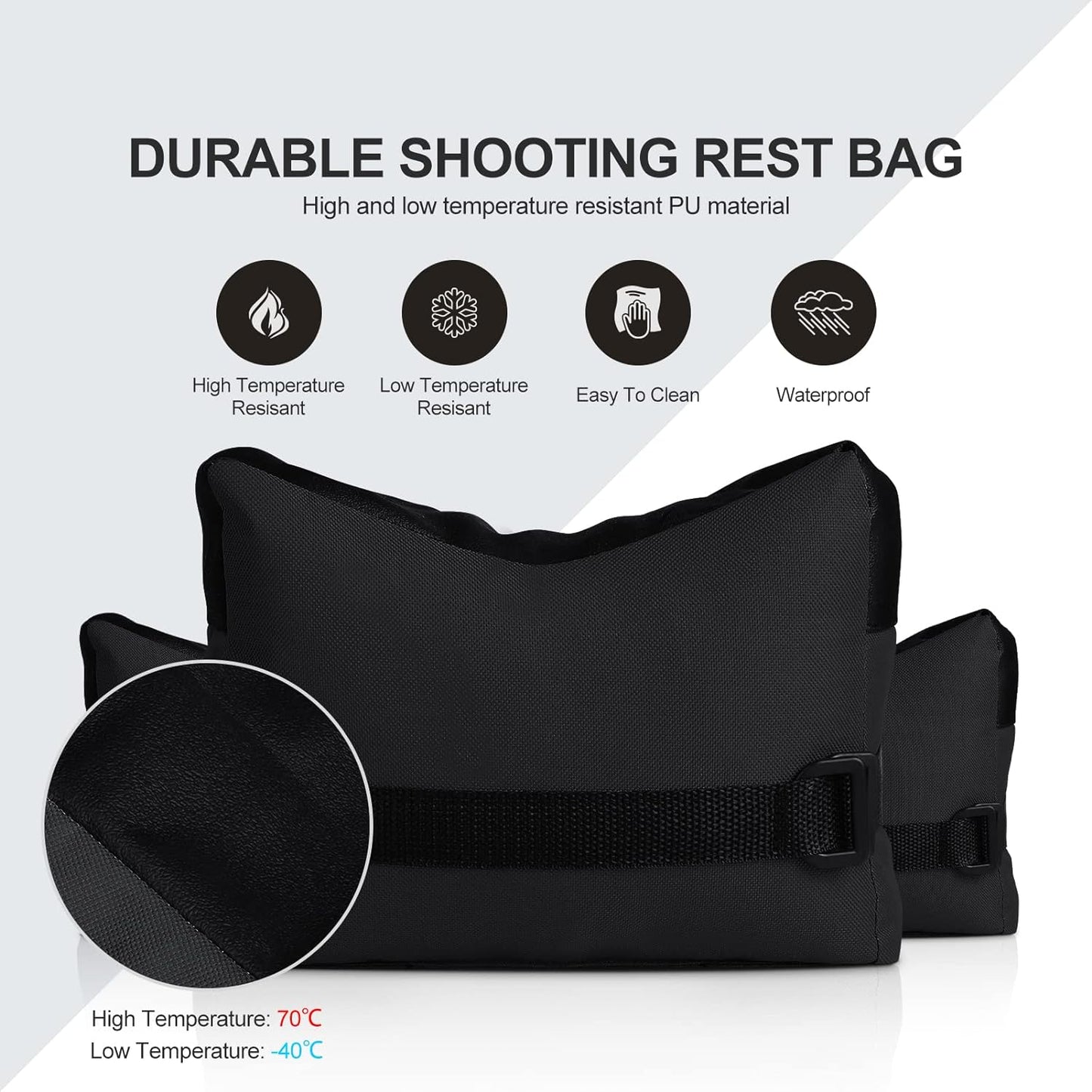 Twod Outdoor Shooting Rest Bags - Target Sports Bench Rest with Front & Rear Support SandBag Stand Holders for Gun Rifle Shooting Hunting Photography - Unfilled