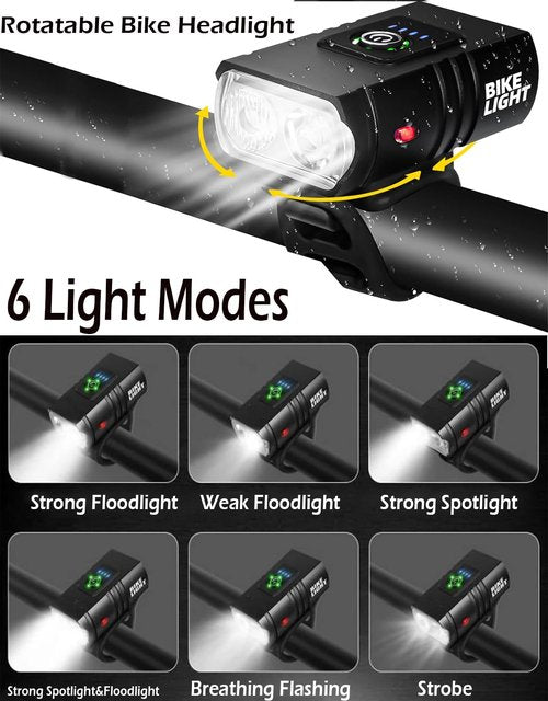 Bike Lights Front and Back for Night Riding, LED USB Rechargeable Bicycle Lights, Blinkers Bike Headlight and Tail Light Set, Fast Charging, Easy to Install