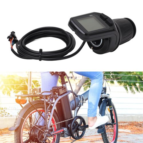 Leapiture Electric Bike Half Throttle Grip, S886 Electric Bike Throttle Handle with LCD Display Panel Headlight Interface 5P + 2P Ordinary Cable for 24V 36V 48V 60V