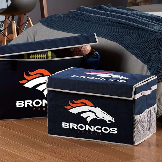 Franklin Sports NFL Storage Footlocker Bins - Large Folding Organizer Containers - NFL Team Office, Bedroom + Living Room Décor - Large + Small Bins