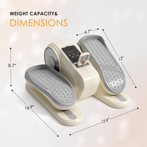 SogesGame Under Desk Elliptical Machine, Ellipse Leg Exerciser for Seniors, Portable Seated Pedal Exerciser with 12 Level Speeds, Manual & Auto Mode, LCD Display Monitor, Remote Control, White