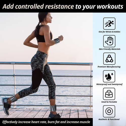 Wrist & Ankle Weights, Adjustable Bands for Women & Men Workouts, Set of 2 – 2lb or 4lb (1lb or 2lb each strap) Ideal for Runs, Jogs, Walks, Yoga, Dance, Pilates, Cardio, Aerobics, Strength Training
