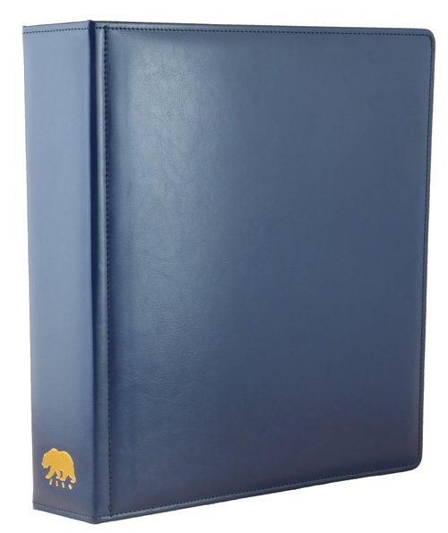 Ursae Minoris Manor Library Deluxe 3 Q-Ring Standard Format Binder for Up to 900 Sports / Trading Cards - Deep Blue with Black Slipcase