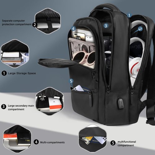 New York XPress Carry on Backpack for Man Women,Extra Large Travel Bussiness Waterproof Backpack,BLACK,00591