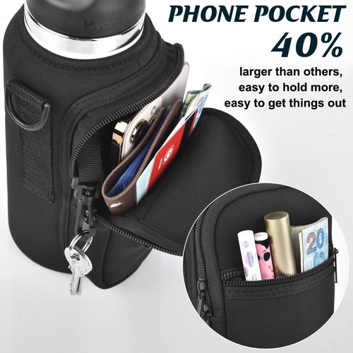 RUCHBA Water Bottle Holder with Strap Phone Pocket, Crossbody Carrier Sling Bag for YETI 18 24 26 32 36 40oz Cup Gym Hiking Travelling