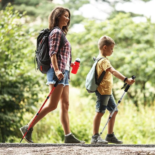 Ynaize Trekking Poles for Junior, 2 Pack Telescopic Hiking Poles Lightweight Collapsible & Shock-Absorbent Aluminum Walking Sticks with Quick Adjustable Locks for Youth & Women - Blue