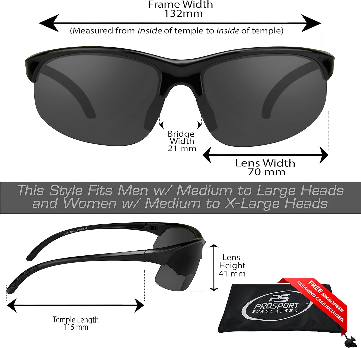 proSPORT BIFOCAL Sunglasses Readers Tinted Mens Womens High Definition Amber Yellow Smoke +1.50 +1.75 +2.00 +2.25 +2.50
