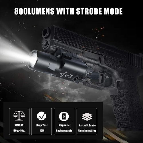 TEEWOOM Tactical Flashlight 300U Style Weapon Light 1200 Lumens Pistol Flashlight Picatinny Flashlight Black