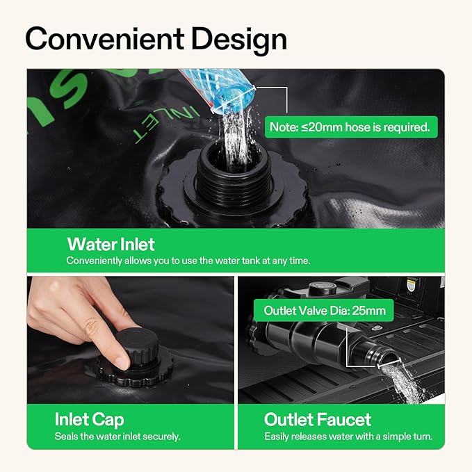 VIVOSUN 400 L/106 Gal Water Bladder, Foldable and Portable Water Storage Bag for RV, Camping, Garden Watering, Agricultural Irrigation, Drought Resistance, Firefighting