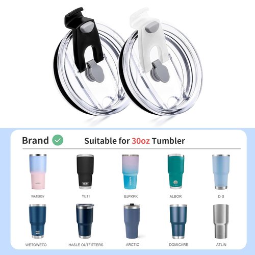 Replacement Flip Lid for 30/40 oz Tumbler,Fit for 30oz Yeti Tumbler, Ozark Trail and More,2 Pack Spill Proof Lids,Cover for 30 OunceTumbler,Cup （2Pack）