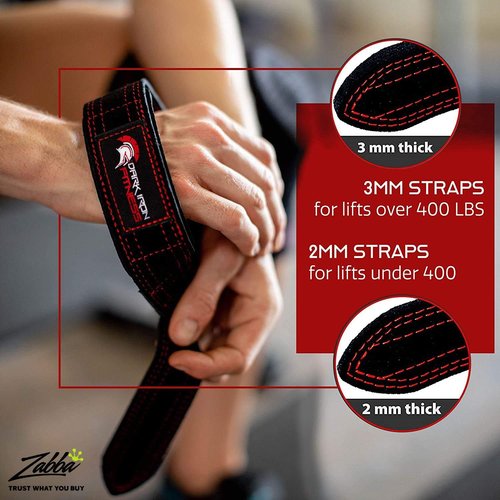 Dark Iron Fitness Weightlifting Leather Suede Lifting Wrist Straps Bundle for Men and Women Wraps Weight for a Heavy Powerlifting Grip Hooks with Padded Support
