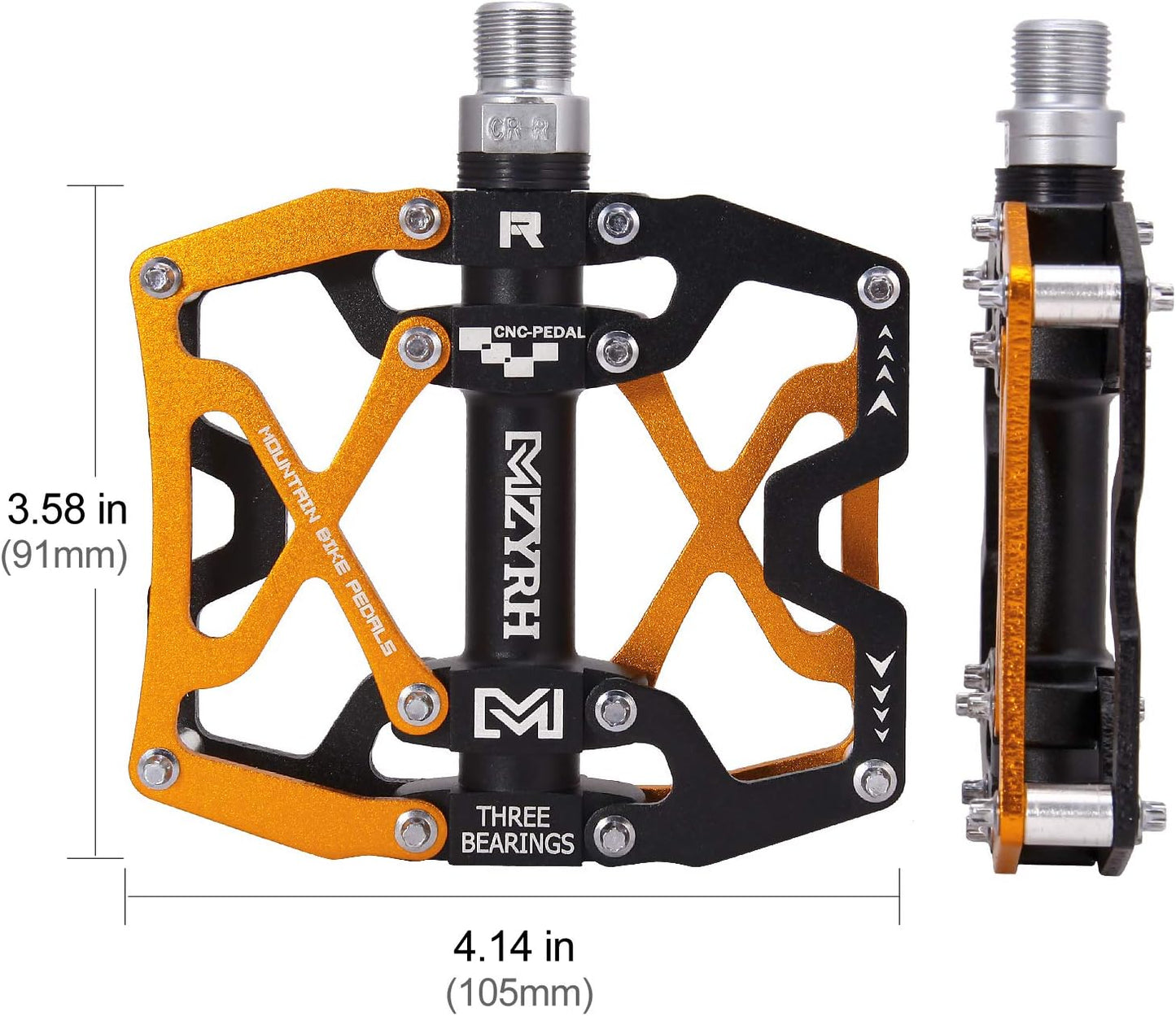 Mountain Bike Pedals, Ultra Strong Colorful CNC Machined 9/16" Cycling Sealed 3 Bearing Pedals