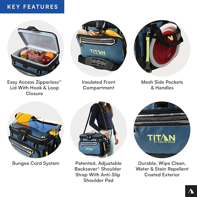 Arctic Zone Titan Deep Freeze Cooler - Zipperless Hardbody Cooler - Small & Large Capacity- Beach & Camping Cooler - Deep Freeze Insulation, HardBody Liner, and SmartShelf