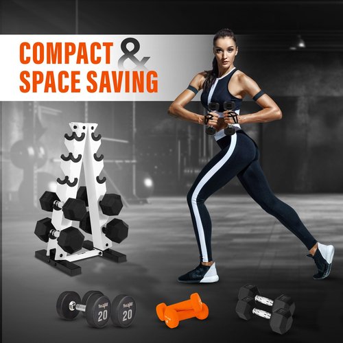 YES4ALL Dumbbell Rack Stand Only, 5 Tier A Frame Weight Rack for 5-25 LB Dumbbells