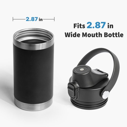 Diumepo Auto Spout Lid for Yeti Rambler 12/18/26/36/64 oz Water Bottle, Replacement Lids for YETI Rambler Bottle Chug Cap with Flexible Handle, BPA Free (Black)
