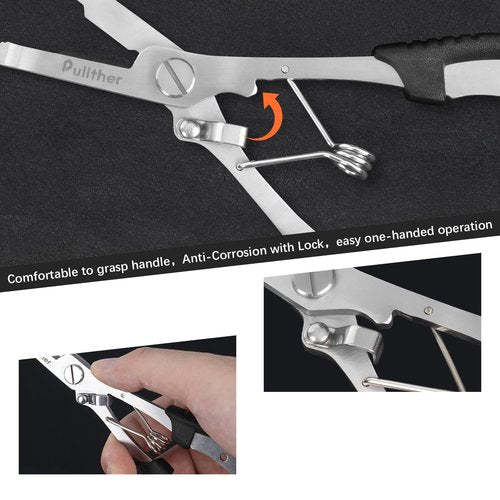 Pullther fishing Needle Nose Pliers Fishing,Hook Remover,Stainless Steel,Fishing Pliers Kit with Lanyard,Braid Cutter Rustproof Fishing Multitool for Saltwater Freshwater