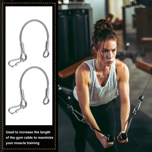 NQEUEPN 2 pcs 10" Gym Extension Cables, Home Gym Machine Accessories for LAT/Tricep Pull Down Replacement Fitness Extension Cables Compatible with Bowflex (Carabiner with Nut)