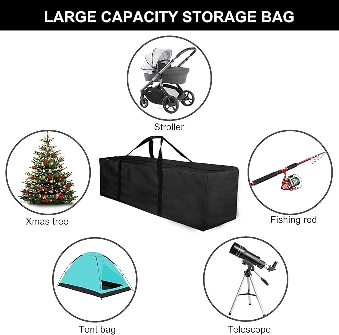 INFANZIA Duffel Travel Sports Equipment Bag, Long Luggage Bag with Upgrade Zipper Water Resistant, Extra Large Foldable Storage Bag for Camping, Tent, Tripod, Fishing(47x15x17 inch,2PCS)