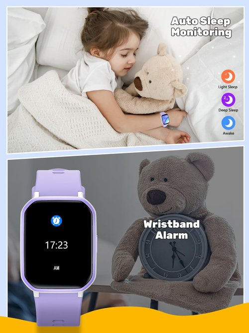 teslahero Kids Smart Watch for Boys Girls,Children Fitness Tracker with Heart Rate Sleep Monitor,Waterproof Activity Tracker Pedometer Step Counter for Fitbit Android iPhone (Black)