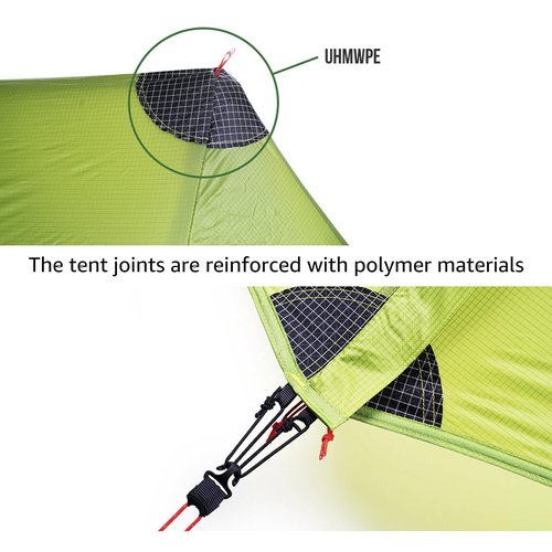 3FULGEAR Lanshan 2 Pro Tent 2 Person Ultralight Camping Tent, 3/4 Season Professional 20D Silnylon Rodless Tent for Camping, Climbing, Hiking (Green 2 Pro, 3 Season)