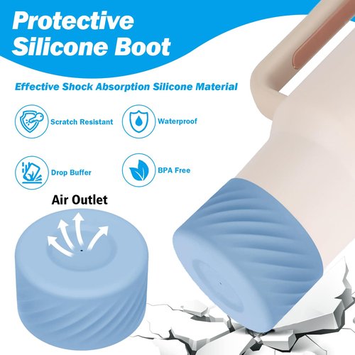 7PCS Accessories Set for Stanley Cup 40 oz 30oz, Including Protective Silicone Boot, Water Bottle Handle Strap, Keychain Charm, Heart Hook, Straw Cover Cap for Stanley Cup Accessories (Blue)