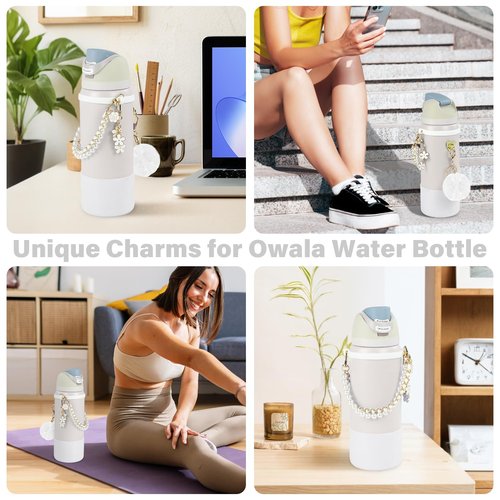 UBEEKOO Silicone Boot Set for Owala Water Bottle 32 oz, Decorations for Owala FreeSip, Water Bottle Handle Strap for Owala Accessories, for Women and Men,Silver