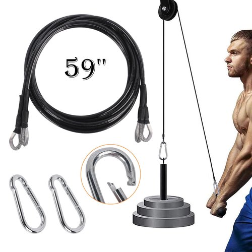 DSYBOKO 2-Pack 59 Inch Fitness Extension Cable Home Gym Cable Pulley System Fitness Cable for Pulley Machine Accessories,Thick 5Mm Heavy Duty Pulley Cable for Home Gym