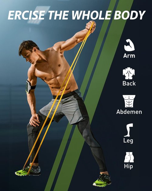 AugKnot Resistance Bands, Pull Up Assist Bands - Workout Bands, Long Resistance Bands Set for Working Out, Fitness, Training, Physical Therapy for Men Women, 5 Resistance Levels