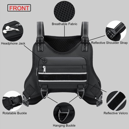 Sports Chest Bag For Men & Women - Lightweight Running Vest With Built-In Phone Holder & Extra Storage - Water Resistant Front Chest Pack - For Workouts, Cycling