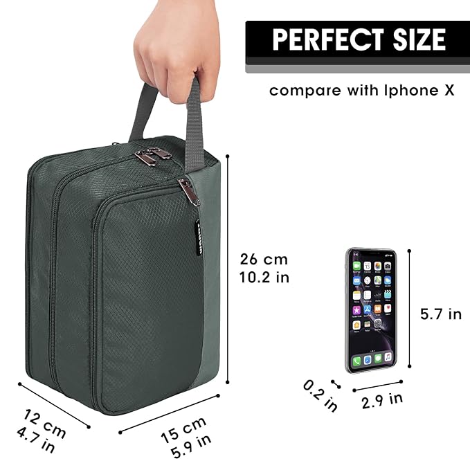 Toiletry Bag for Men Hanging Dopp Kit Water Resistant Shaving Bag Small Toiletry Bag for Traveling (Pure Gray)