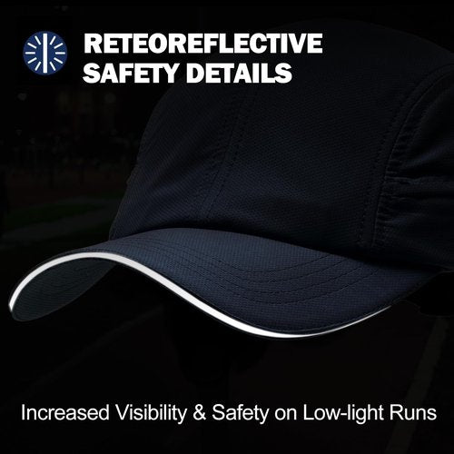 KDVOG Men's Breathable Run Hat Oversize XXL Quick Dry Sport Cap Reflective Safety Snapback Hat Adjustable Lightweight Baseball Hat Navy Blue