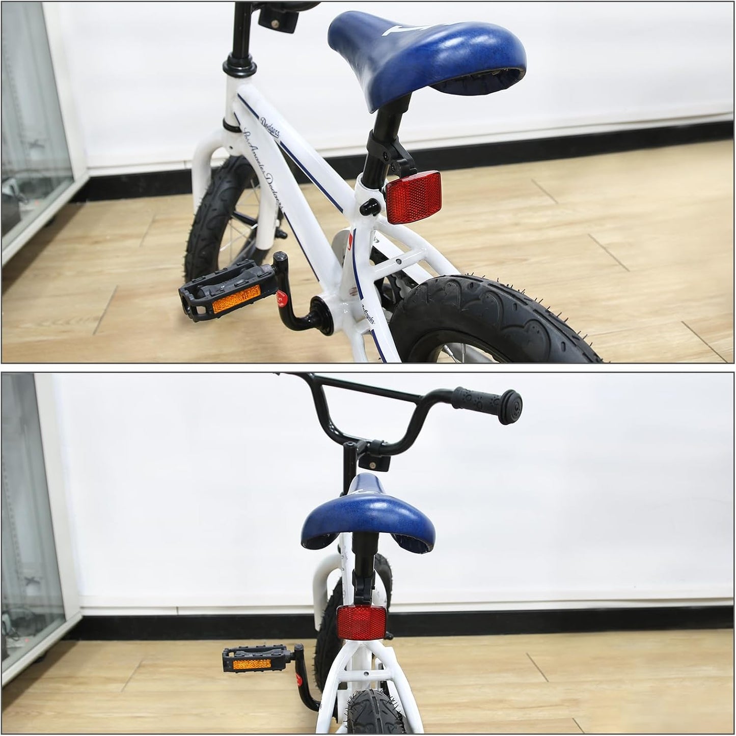 Quality Kids(Small) Bike Front&Rear Reflectors Kit for Handlebar and Seatpost (RED+White)