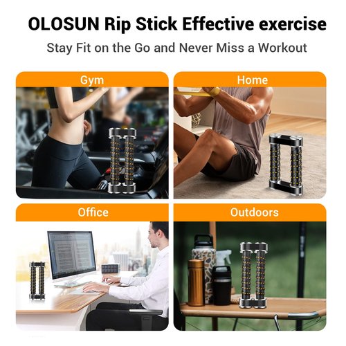 OLOSUN Rip Stick Efficient Quick Strength Training, Upper Body, Shoulder, Joint Ripstick Exercise Equipment, Portable High Gloss Aluminum aAlloy Rip Stick Workout, Stable Adjustable Resistance Band
