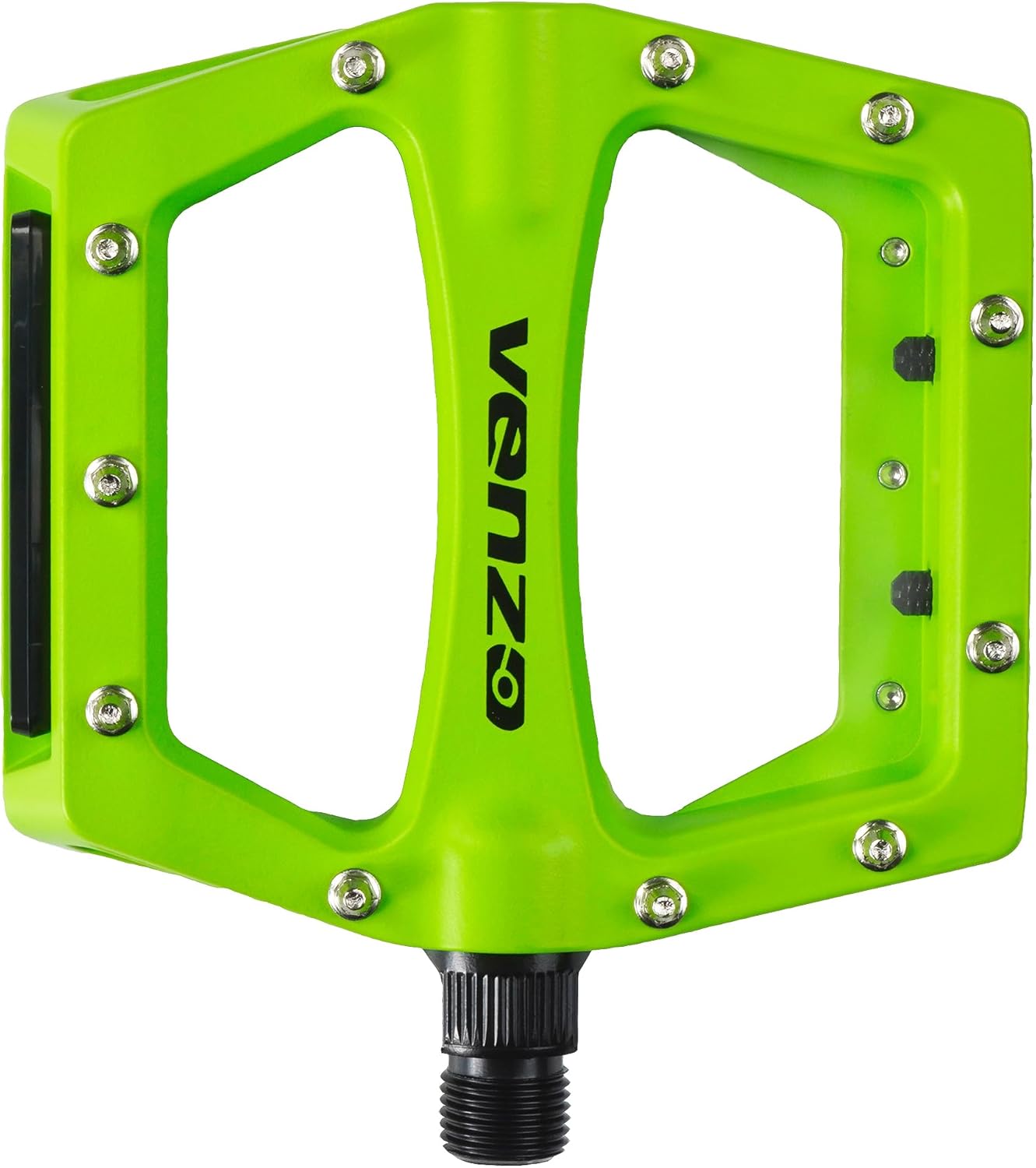 Venzo BMX MTB Bike Pedals with Removable Reflectors - Large Flat Platform Anti-Skid Cycling Pedals - White Color with Die-Cast Aluminium Body 9/16" Cr-Mo Axle - Great for Mountain Bikes BMXs