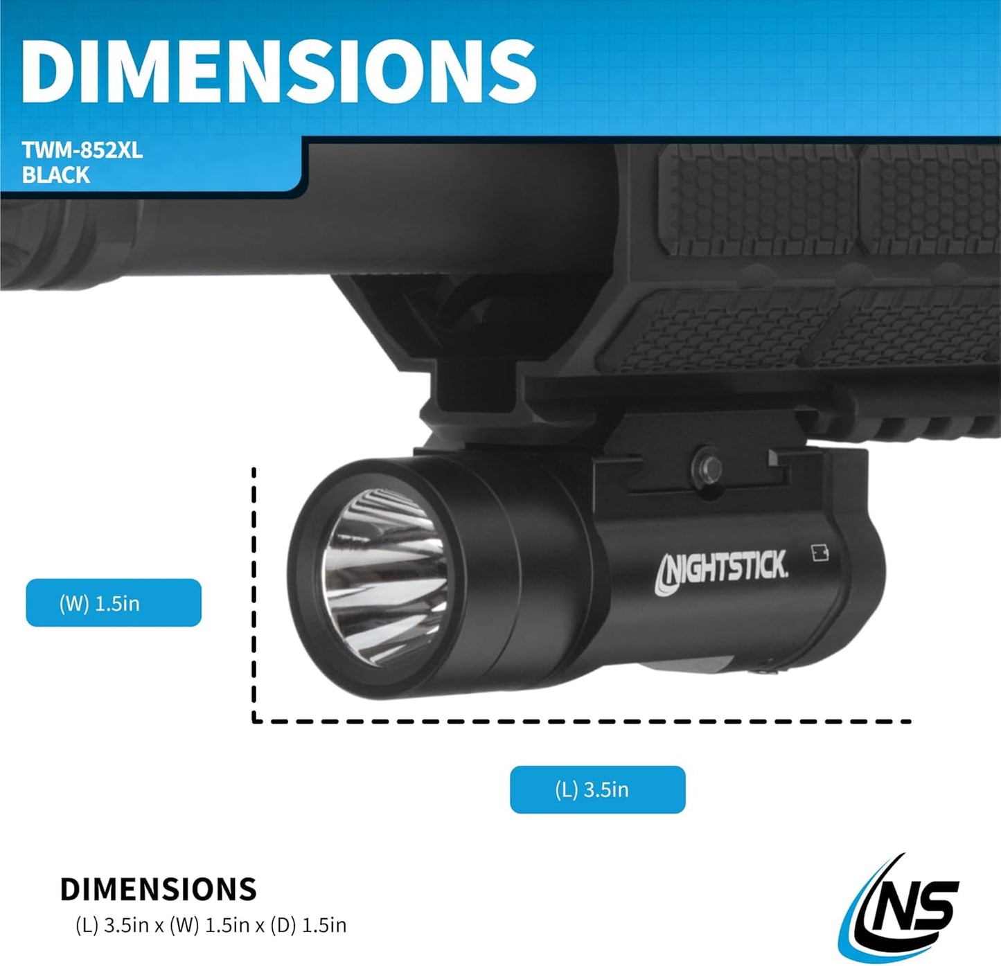 Nightstick TWM-852XL 850-Lumen Tactical Rail-Mounted Light with Single Push Button