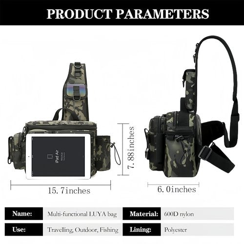 Fishing Tackle Backpack Fishing Fanny Pack Crossbody Bag Fishing Tackle Box Organizer with Rod & Gear Holder, Ideal for Fishing, Camping, Hiking and More!-YIANTU