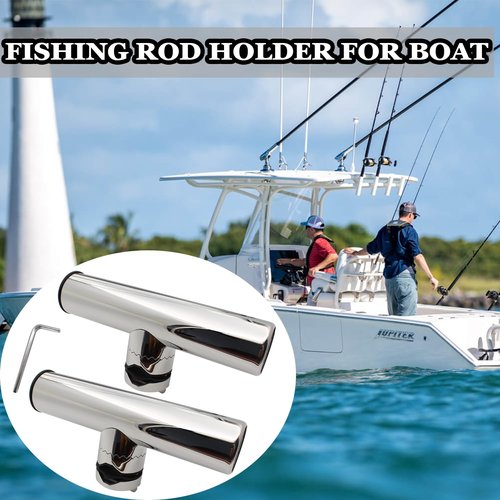 Tripquips 2Pcs Fishing Rod Holder, Rail Mount Fishing Pole Holder, Stainless Tournament Style Clamp on Rod Holder for Rails 3/4" to 1", 7/8" to 1"