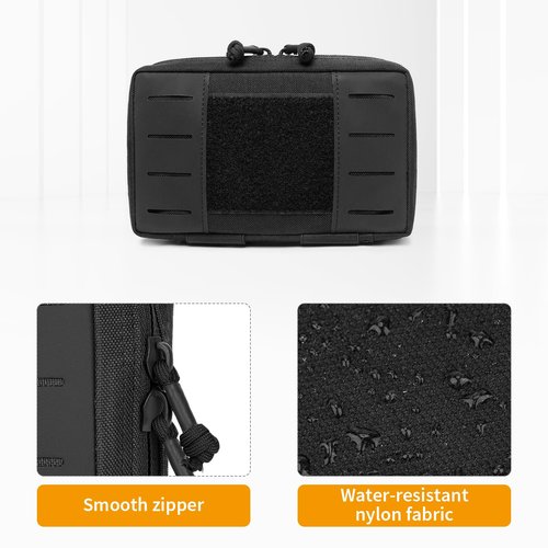 CamGo Tactical Molle Admin Pouch Military EDC Utility Bag Horizontal Modular Pouches with Removable Inner Accessory Pockets (Black)